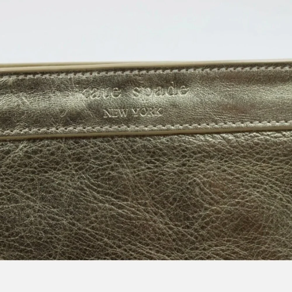 KATE SPADE Metallic Gold Soft Leather Zipper Cosmetic Case - Picture 3 of 13